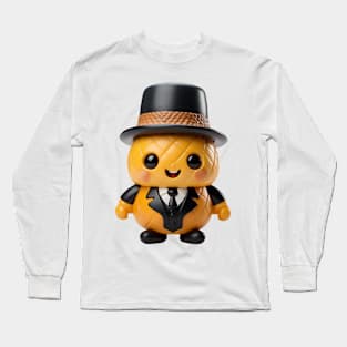 Cute Kawaii Office Pineapple with Top Hat Long Sleeve T-Shirt